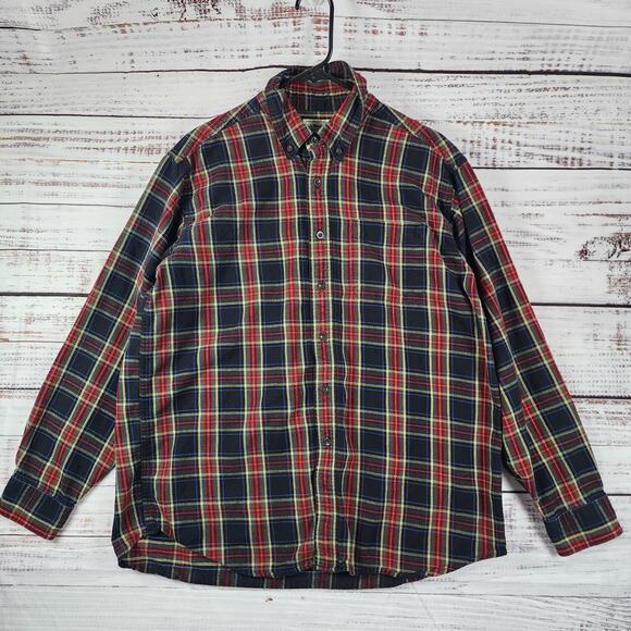 LL Bean Plaid Multi Colored Button Down Flannel Shirt Men’s Sz L 228061 - Picture 1 of 7